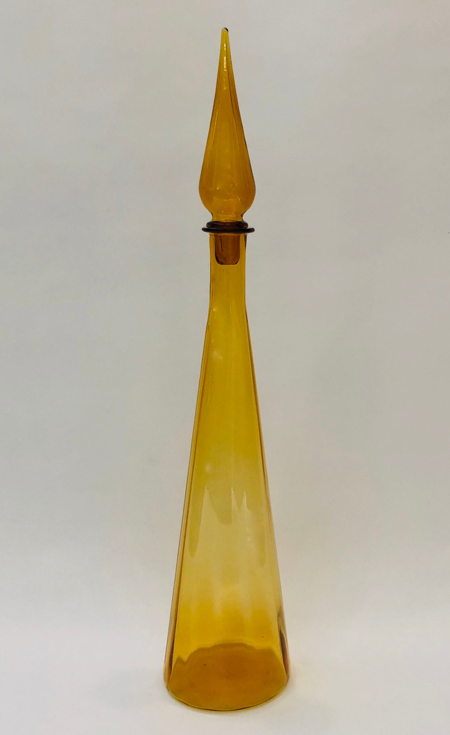 ITALIAN AMBER GLASS DECANTER W/ STOPPER GENIE BOTTLE