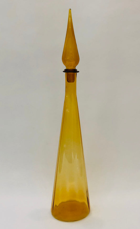 ITALIAN AMBER GLASS DECANTER W/ STOPPER GENIE BOTTLE