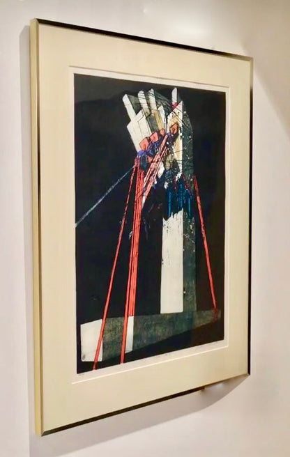 ARCHITECTURAL FUTURIST SEIKO KAWACHI WOODBLOCK PRINT/ '1984' / #26/50-JAPANESE ARTIST