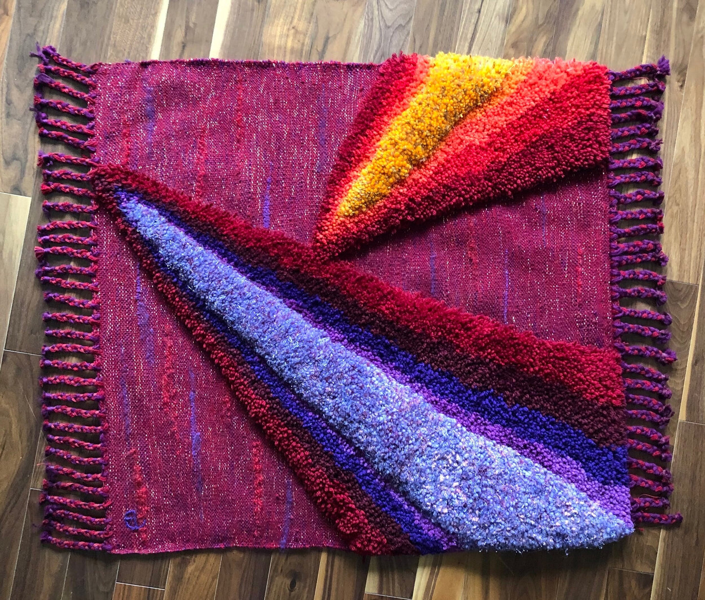 MCM ELINOR LANGSNER MONTREAL BOLD FUCHSIA LOOMED WOVEN & TUFTED WALL HANGING