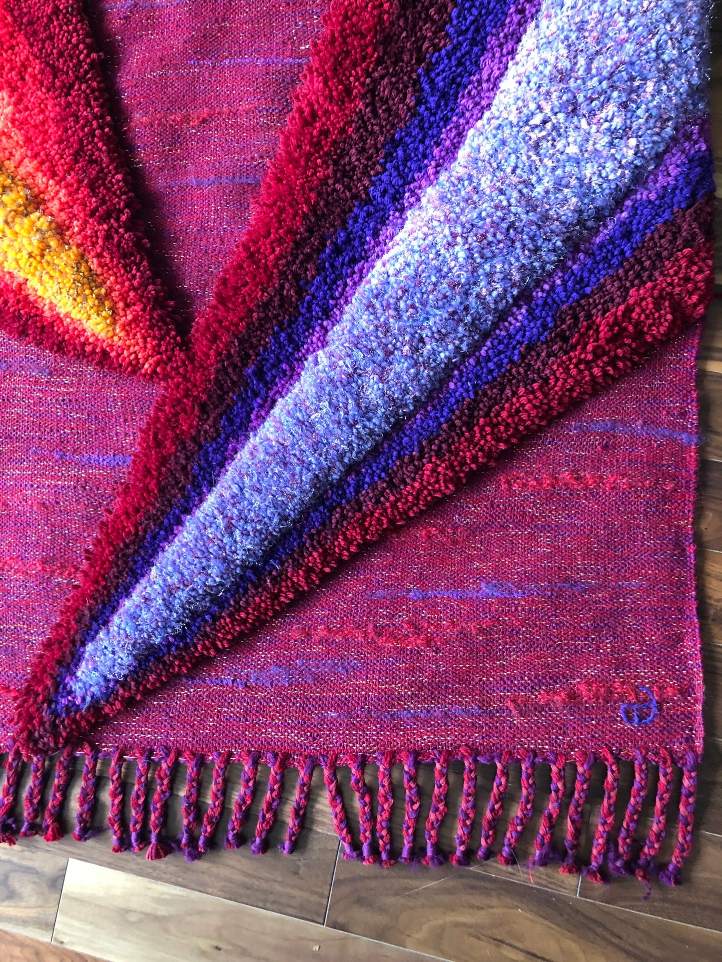 MCM ELINOR LANGSNER MONTREAL BOLD FUCHSIA LOOMED WOVEN & TUFTED WALL HANGING