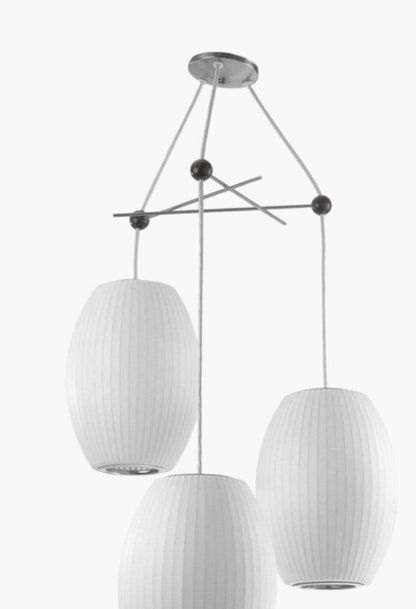 TWO LARGE / ONE MEDIUM NELSON BUBBLE LIGHT W/ HANGING TRIPOD