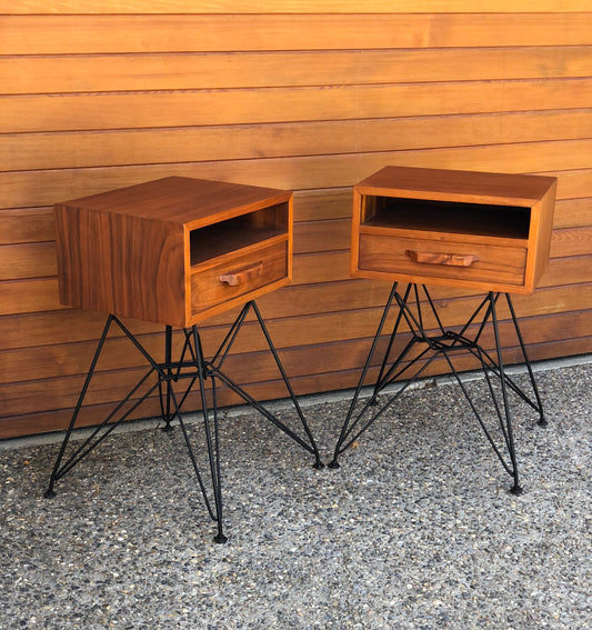 BEDSIDE NIGHT or SIDE TABLES W/ DRAWER on EIFFEL BASE