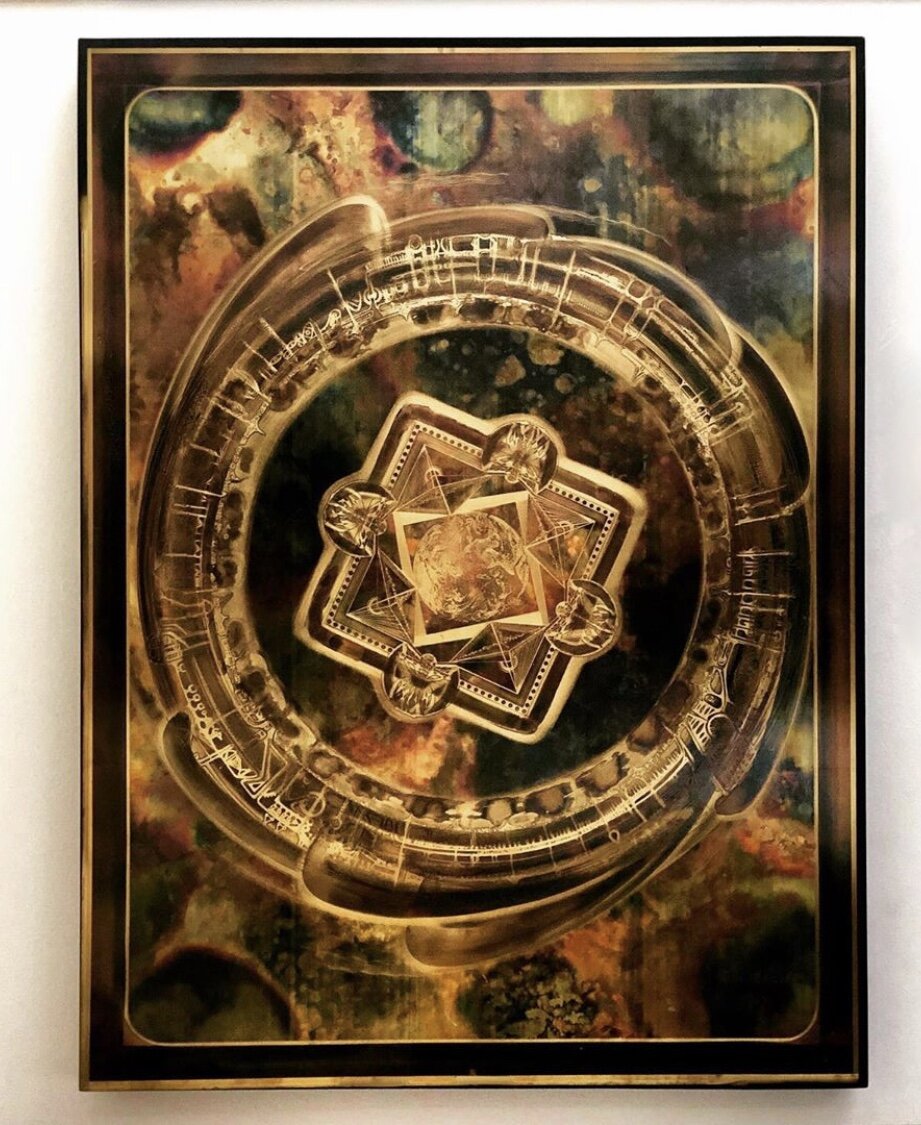 STATEMENT PIECE- UNIQUE ACID ETCHED & OXIDIZED METAL FRAMED MCM WALL ART by BERNHARD ROHNE VANCOUVER CANADA