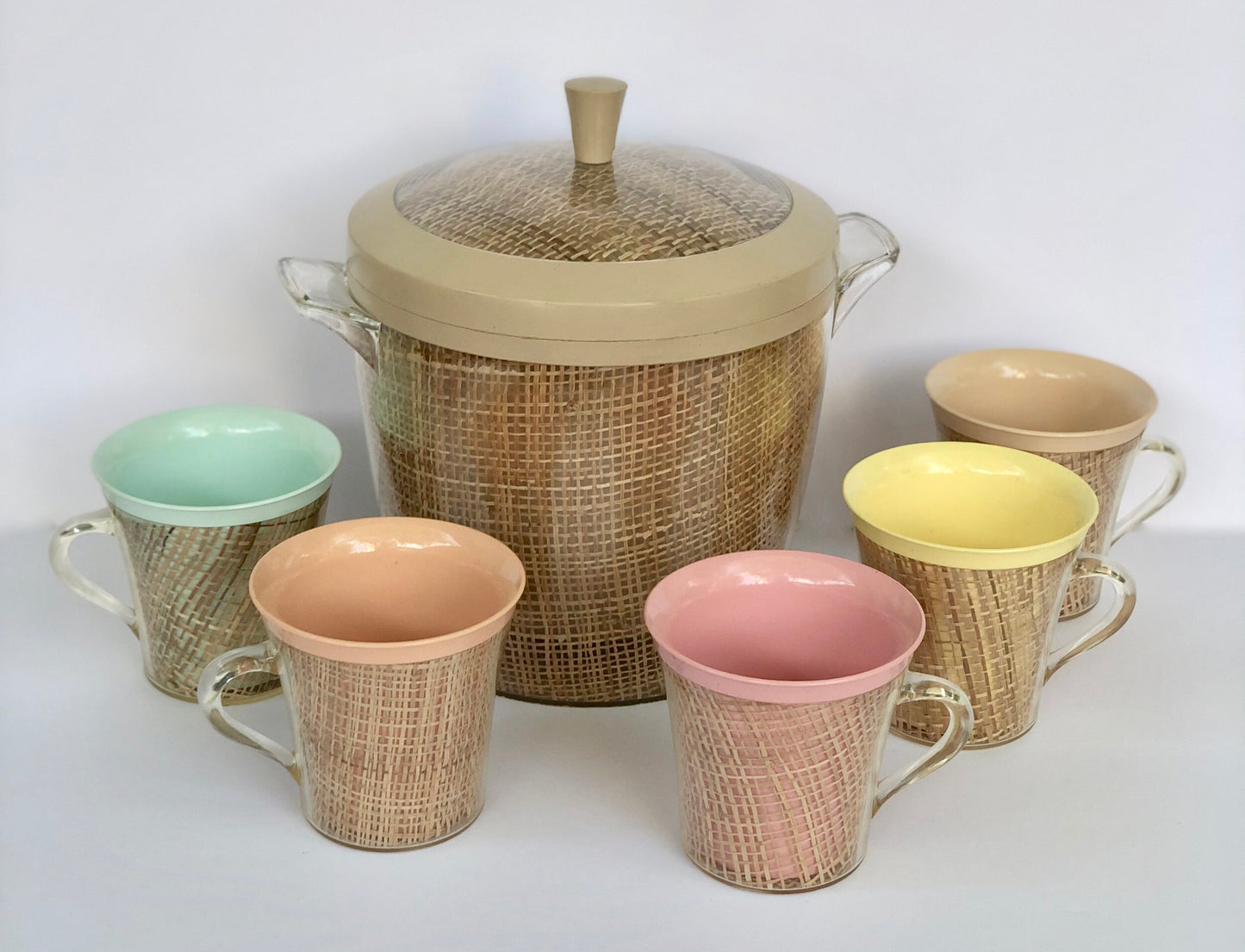 RAFFIAWARE ICE BUCKET and 5 THERMOTEMP MUGS SET