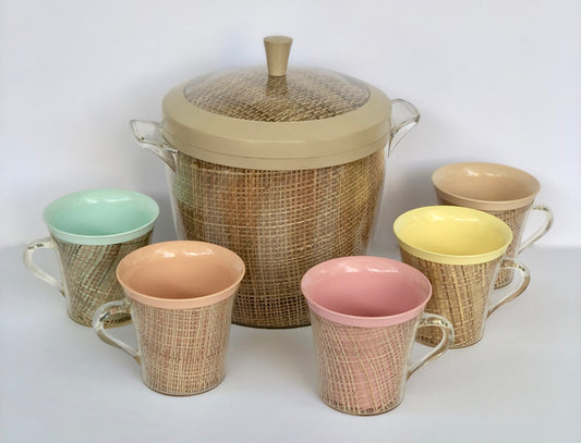 RAFFIAWARE ICE BUCKET and 5 THERMOTEMP MUGS SET