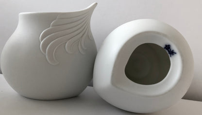 WHITE MATTE PORCELAIN VASE KAISER GERMANY CANDLE HOLDER SET