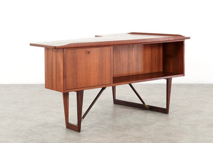 PETER LOVIG TEAK BOOMERANG DESK W/ BOOK SHELF