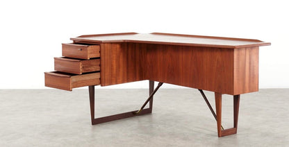 PETER LOVIG TEAK BOOMERANG DESK W/ BOOK SHELF