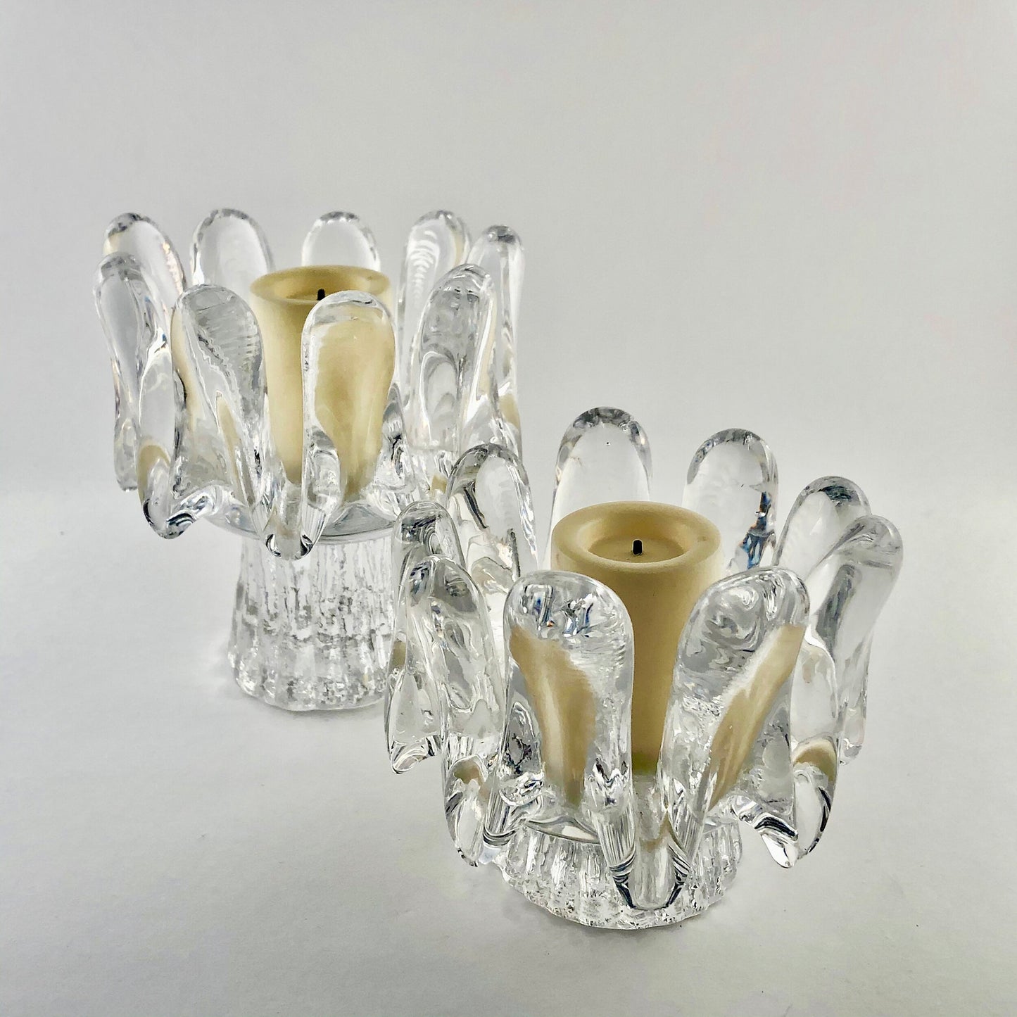KOSTA BODA SUNFLOWER SERIES CRYSTAL CANDLE HOLDERS