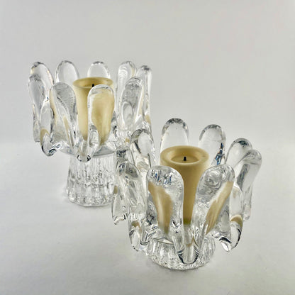 KOSTA BODA SUNFLOWER SERIES CRYSTAL CANDLE HOLDERS
