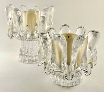 KOSTA BODA SUNFLOWER SERIES CRYSTAL CANDLE HOLDERS