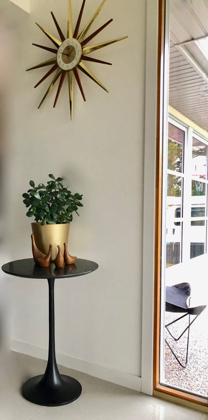 FANTASTIC TEAK & BRASS STARBURST | SUNBURST WALL CLOCK