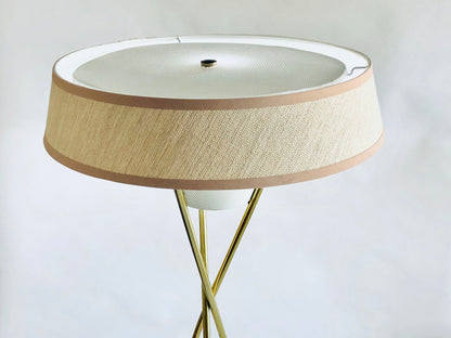 GERALD THURSTON for LIGHTOLIER TRIPOD TABLE LAMP/ NEW CUSTOM SHADE