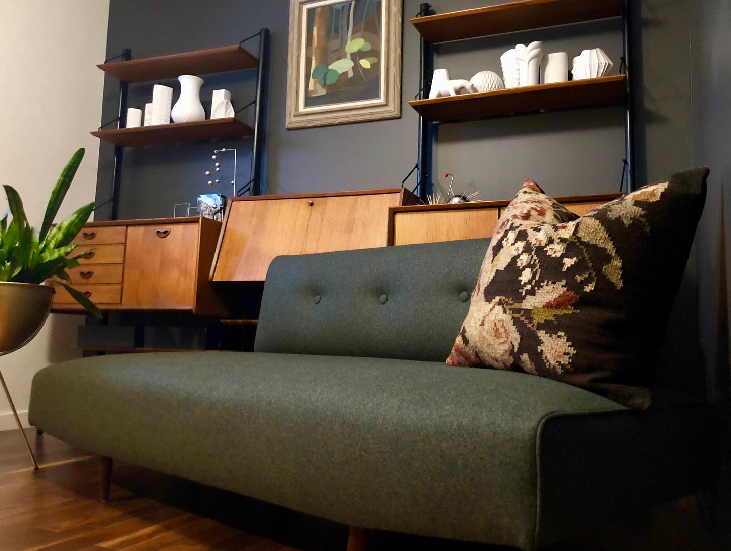 REUPHOLSTERED MAHARAM GREENWOOL DAYBED / CONVERTS TO SOFA