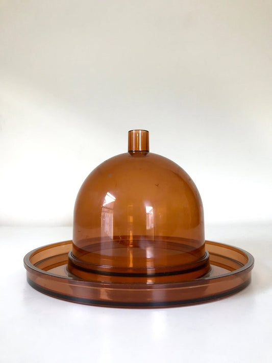 DANSK ACRYLIC DOME & PLATTER COVERED BUTTER / CHEESE DISH DESIGNED BY GUNNAR CYREN 1970s