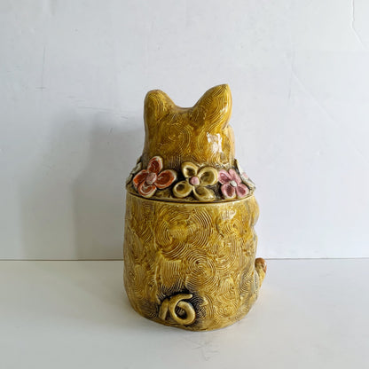 1960s CERAMIC FLOWERPOWER PIG COOKIE JAR