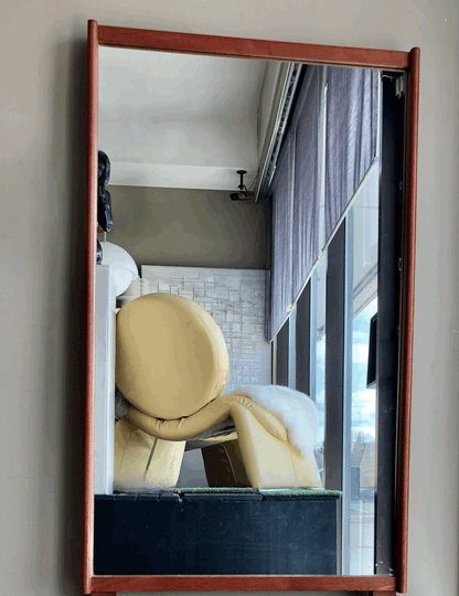 LARGE TEAK FRAMED MIRROR - MOUNT HORIZONTAL or VERTICAL