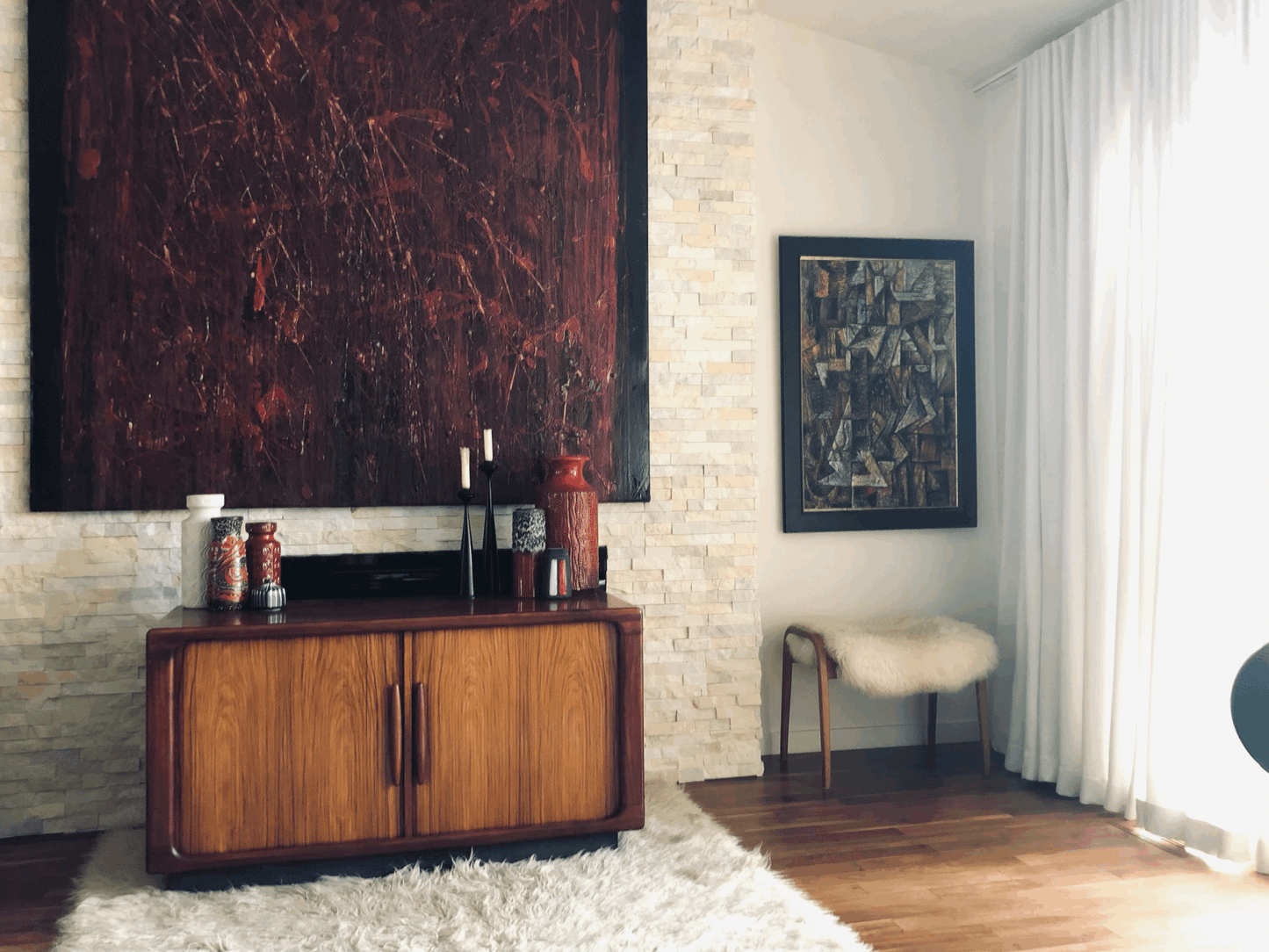 2 TONE 
BRAZILIAN ROSEWOOD TAMBOUR DOOR LOW CABINET