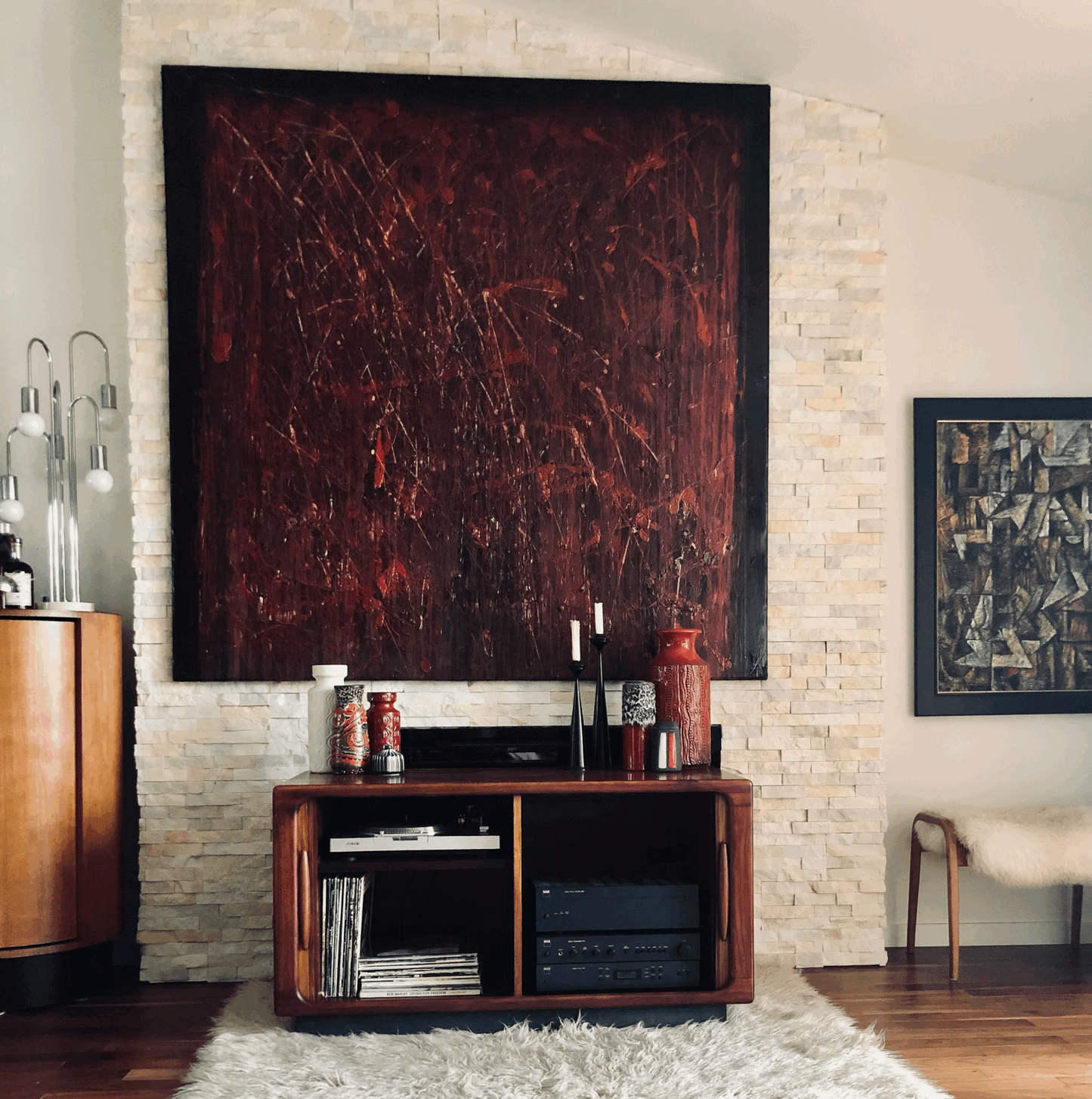 2 TONE 
BRAZILIAN ROSEWOOD TAMBOUR DOOR LOW CABINET