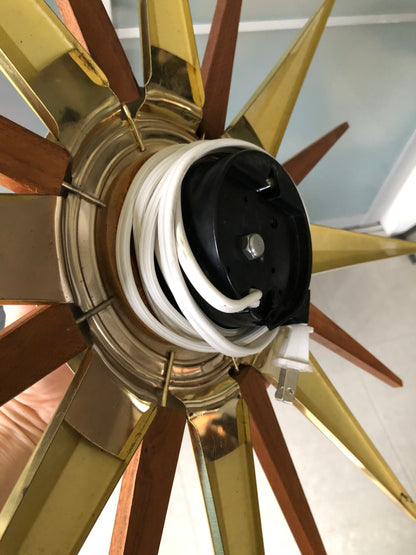 FANTASTIC TEAK & BRASS STARBURST | SUNBURST WALL CLOCK
